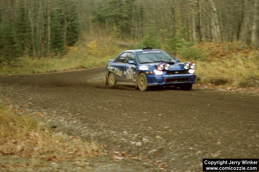 Mark McElduff / Damien Irwin Subaru WRX near the start of SS1, Herman.