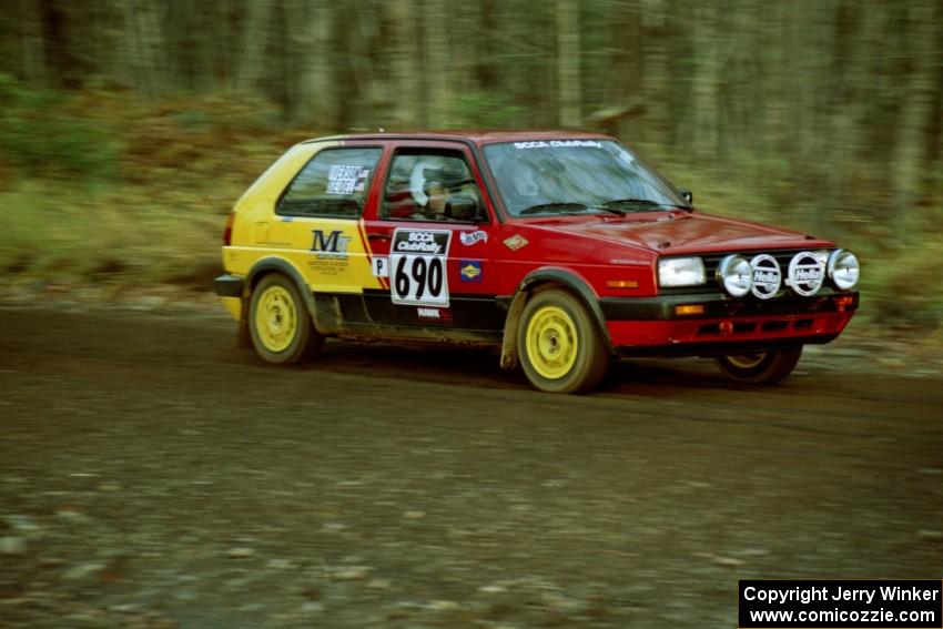 Carl Seidel / Eric Iverson VW Golf near the start of SS1, Herman.