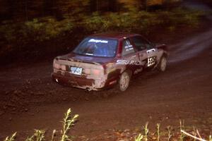 Silas Himes / Jake Himes Nissan Sentra SE-R at the first corner of SS15, Gratiot Lake II.