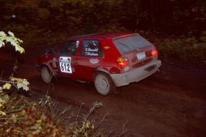 Karl Biewald / Ted Weidman VW GTI at the first corner of SS15, Gratiot Lake II.