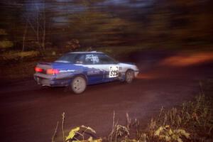 Mike Wray / Ryan Grittman Subaru Legacy Turbo at the first corner of SS15, Gratiot Lake II.