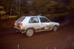 Justin Pritchard / Andre Prasad VW Golf at the first corner of SS15, Gratiot Lake II.