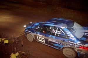 Jason Harper / Jeff Becker Subaru WRX STi at the first corner of SS15, Gratiot Lake II.