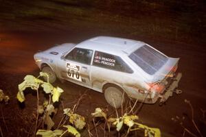 Steve Peacock / Liz Peacock Toyota Corolla at the first corner of SS15, Gratiot Lake II.