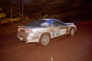 Paul Ritchie / Drew Ritchie Mitsubishi Eclipse at the first corner of SS15, Gratiot Lake II.