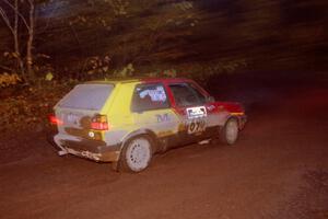 Carl Seidel / Eric Iverson VW GTI at the first corner of SS15, Gratiot Lake II.