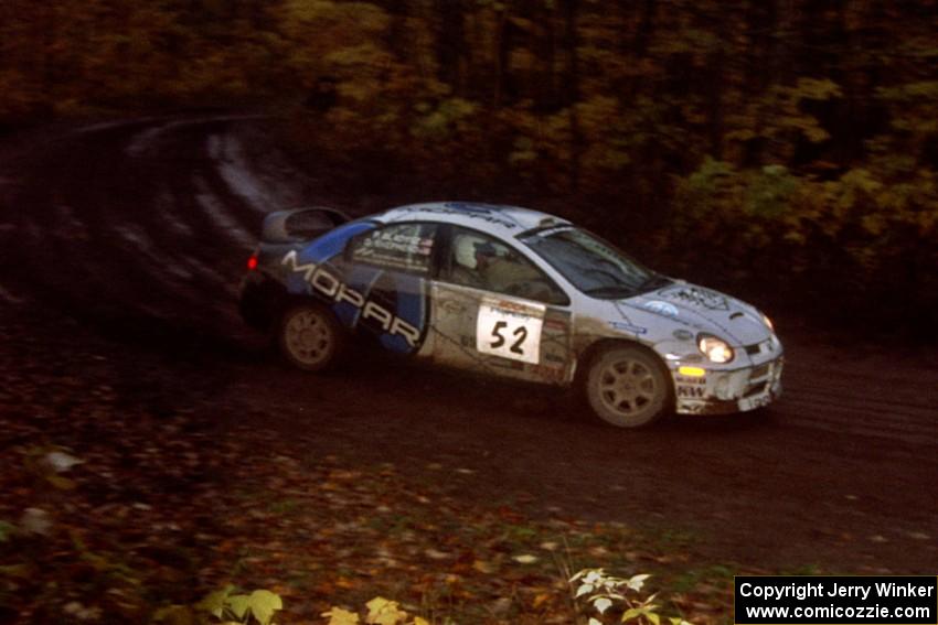 Doug Shepherd / Pete Gladysz Dodge SRT-4 at the first corner of SS15, Gratiot Lake II.