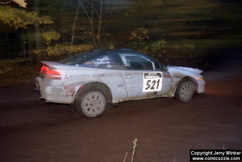 Chris Czyzio / Rob Bohn Mitsubishi Eclipse GSX at the first corner of SS15, Gratiot Lake II.