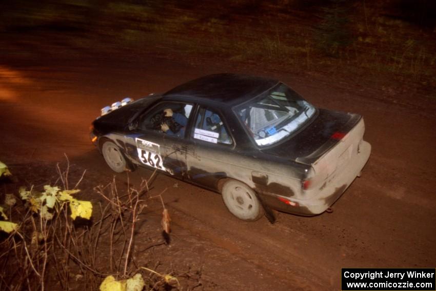 Brian Dondlinger / Travis Kriza Nissan Sentra SE-R at the first corner of SS15, Gratiot Lake II.