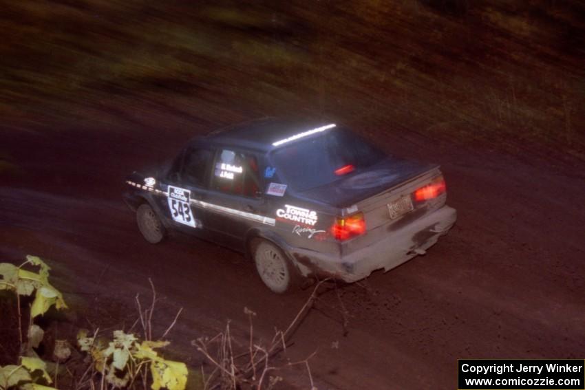 Mike Merbach / Jeff Feldt VW Jetta at the first corner of SS15, Gratiot Lake II.