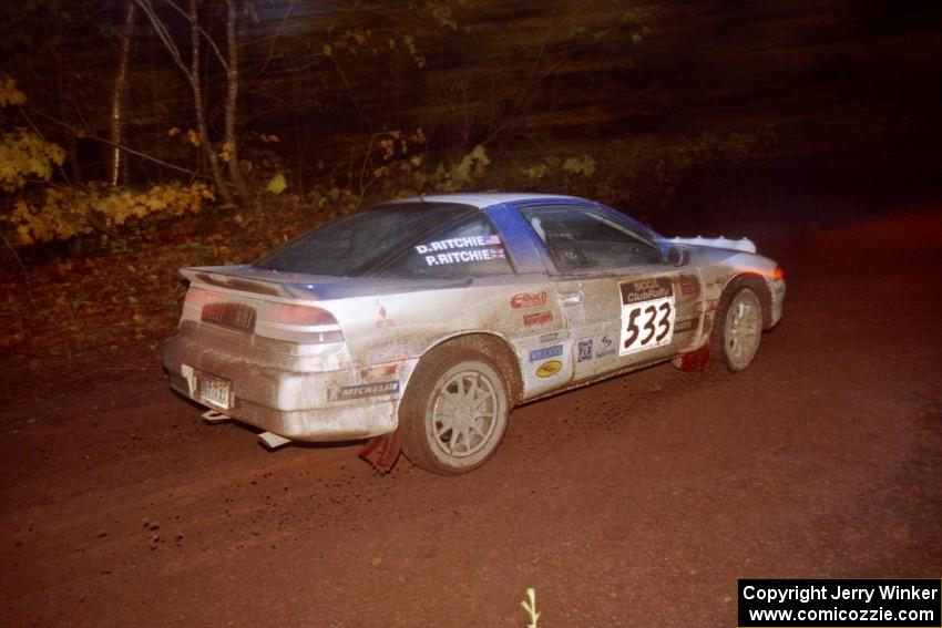 Paul Ritchie / Drew Ritchie Mitsubishi Eclipse at the first corner of SS15, Gratiot Lake II.