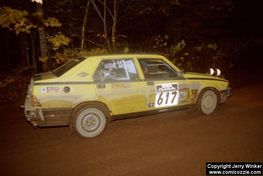 Eric Mozer / Jay Efting Alfa-Romeo Milano at the first corner of SS15, Gratiot Lake II.