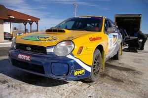 Pat Richard / Nathalie Richard Subaru WRX STi prepare for the start of the event.