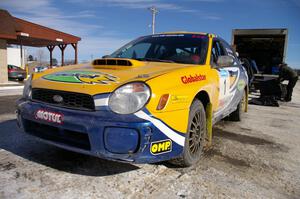 Pat Richard / Nathalie Richard Subaru WRX STi prepare for the start of the event.