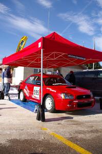 John Cirisan / Josh Hamacher display their new Subaru WRX at Lewiston prior to the start of the rally.