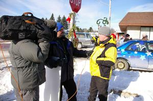 William Bacon is interviewed by the Speed Channel crew in Lewiston before the rally.