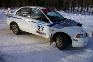 Chris Gilligan / Joe Petersen started first on the road on SS1 in their Mitsubishi Lancer Evo IV.