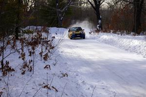 Pat Richard / Nathalie Richard Subaru WRX STi at speed on SS1.