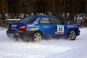 Mark Utecht / Rob Bohn exit out of a hairpin on the ranch stage in their Subaru WRX.