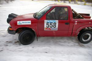 Jim Cox / Mark Larson Chevy S-10 powers out of a left-hander on the ranch stage on day one.