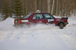 Matt Bushore / Andy Bushore VW Jetta at a 90-left on the ranch stage.
