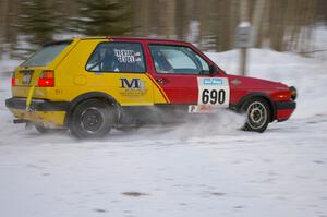 Carl Seidel / Eric Iverson VW Golf at a left-hander on the ranch stage on day one.