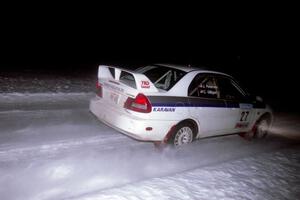 Chris Gilligan / Joe Petersen blast down a straight in their Mitsubishi Lancer Evo IV on the second running of the ranch stage.