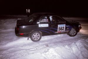 The Brian Dondlinger / Dave Parps Nissan Sentra SE-R drifts through the first corner of the evening running of the ranch stage.