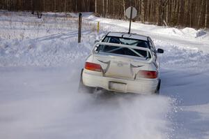 Matt Iorio / Ole Holter Subaru Impreza nail a 90-left perfectly on the first stage of day two.