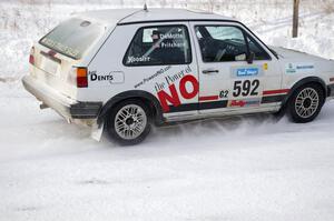 Justin Pritchard / Kim DeMotte VW Golf near the midpoint of the first stage of day two.