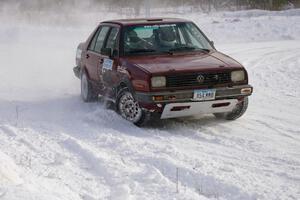 Matt Bushore / Andy Bushore VW Jetta powers out of a 90-left on the first stage of day two.