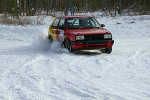 Carl Seidel / Ryan Johnson VW Golf at a left-hander on the first stage of day two of the rally.