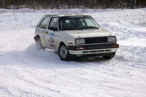 Art Burmeister / Kent Gardam VW Golf at a 90-left on the first stage of day two.