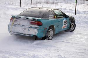 Adam Markut / John Nordlie Eagle Talon come to a stop sideways after clipping a bank on the first stage of day two.