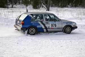 Russ Rosendale / Pete Oppelt VW Golf powers out of a 90-left on the first stage of day two.