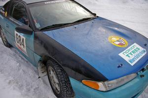 Adam Markut / John Nordlie hug the snowbank in their Eagle Talon on day two of the rally.