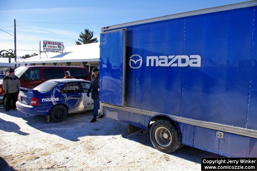 Eric Burmeister / Dave Shindle Mazda Protege MP3 in Lewiston the morning before the start of the event.