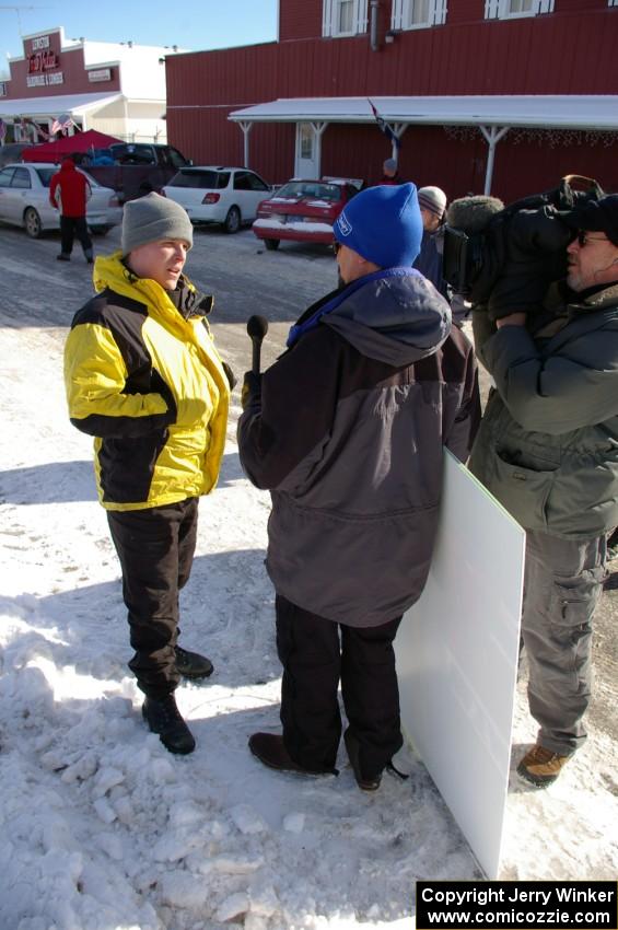 William Bacon is interviewed by the Speed Channel crew in Lewiston before the rally.