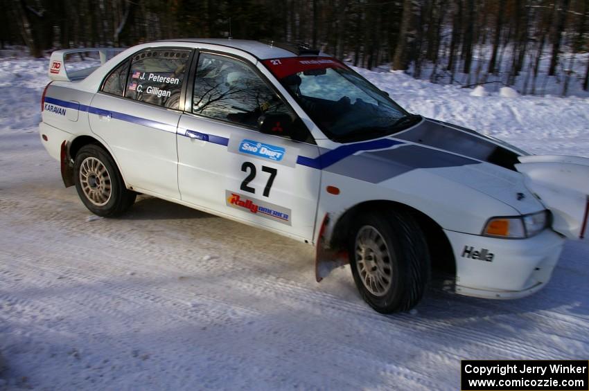 Chris Gilligan / Joe Petersen started first on the road on SS1 in their Mitsubishi Lancer Evo IV.