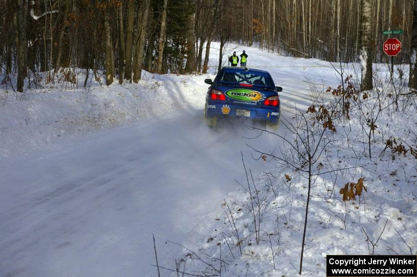 Pat Richard / Nathalie Richard Subaru WRX STi prepare for a sharp right-hander on SS1.