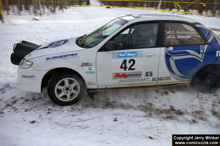 Eric Burmeister / Dave Shindle	Mazda Protege MP3 at a hairpin on the ranch stage.