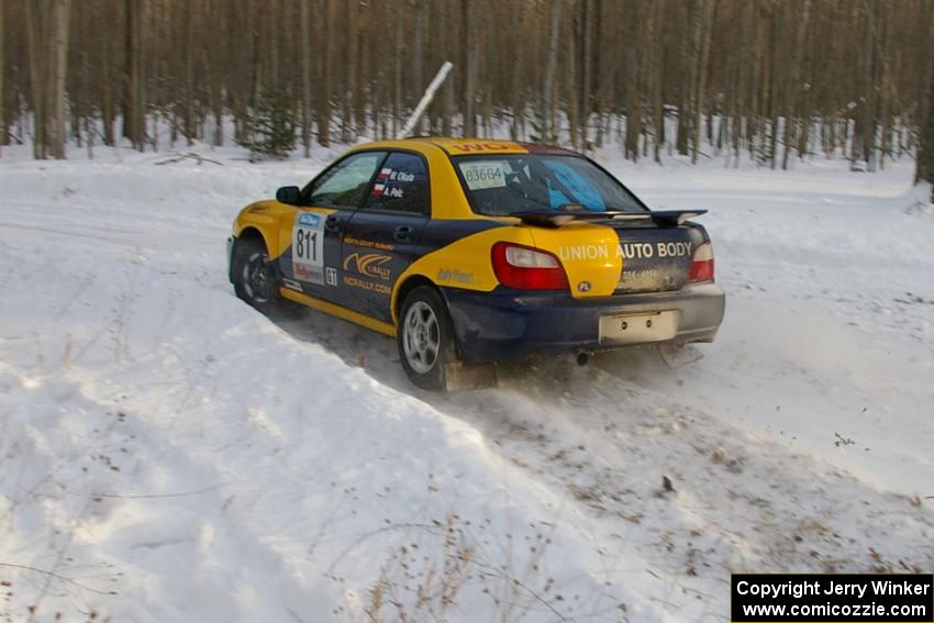 Wojtek Okula / Adam Pelc Subaru WRX exits out of a left-hander on the ranch stage.