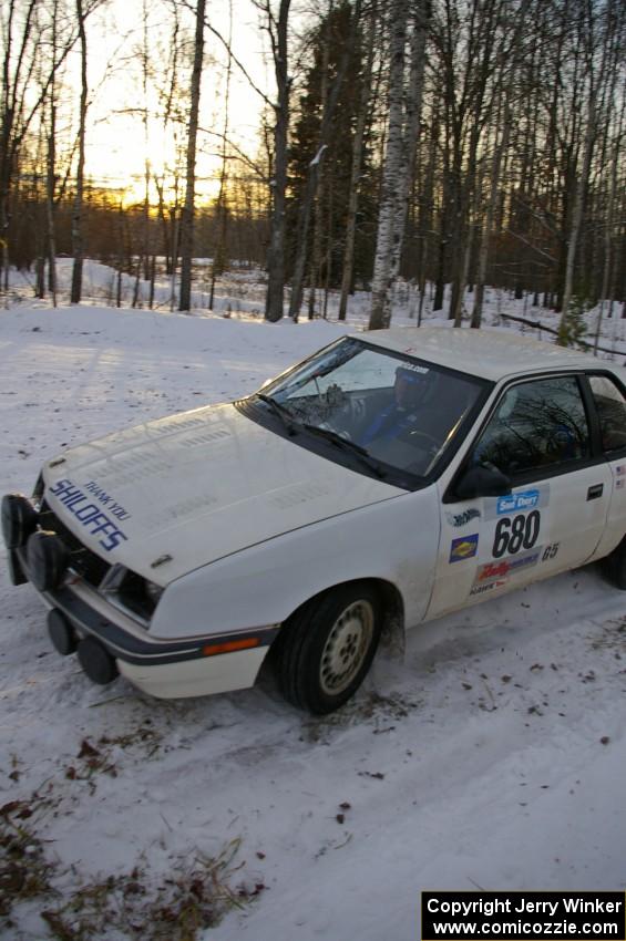 Greg Woodside / Tom Woodside at a hairpin on the ranch stage in their Dodge Shadow.