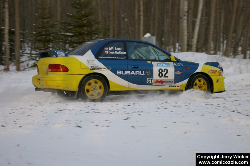 Joan Hoskinson / Jeff Secor Subaru Impreza 2.5RS on the ranch stage on day one of the rally.