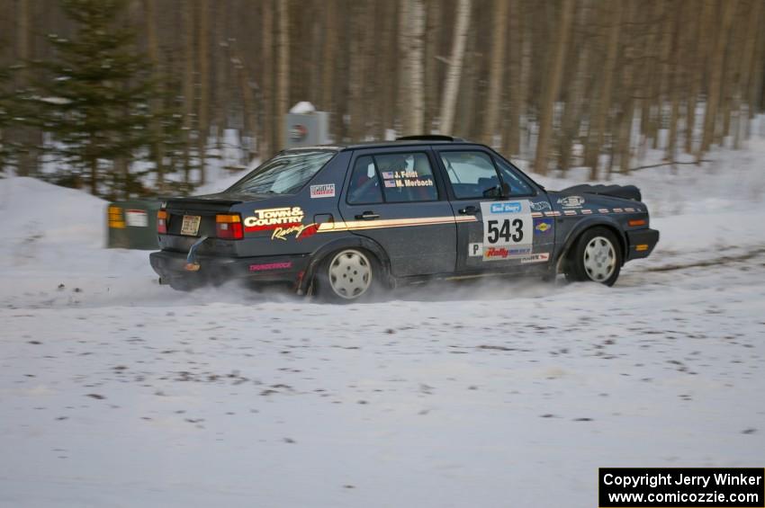 Mike Merbach / Jeff Feldt VW Jetta on the ranch stage on day one of the rally.