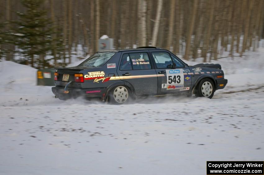 Mike Merbach / Jeff Feldt VW Jetta on the ranch stage on day one of the rally.
