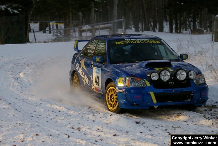 Ken Block / Christian Edstrom Subaru WRX STi at a sharp left-hander on the ranch stage on day one of Ken's first American event.