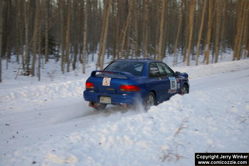 Bob Olson / Conrad Ketelsen lost time stuck in a snowbank in the early stages of day one in their Subaru Impreza 2.5RS.