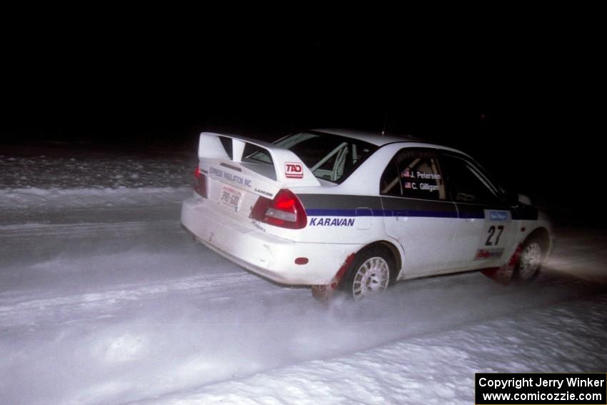 Chris Gilligan / Joe Petersen blast down a straight in their Mitsubishi Lancer Evo IV on the second running of the ranch stage.