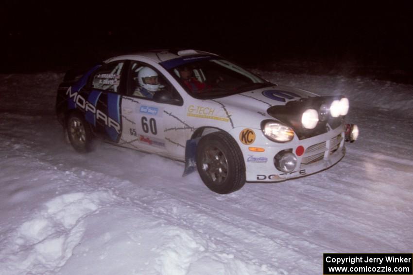 The Bruce Davis / Jimmy Brandt Dodge SRT-4 drifts through the first corner of the evening running of the ranch stage.